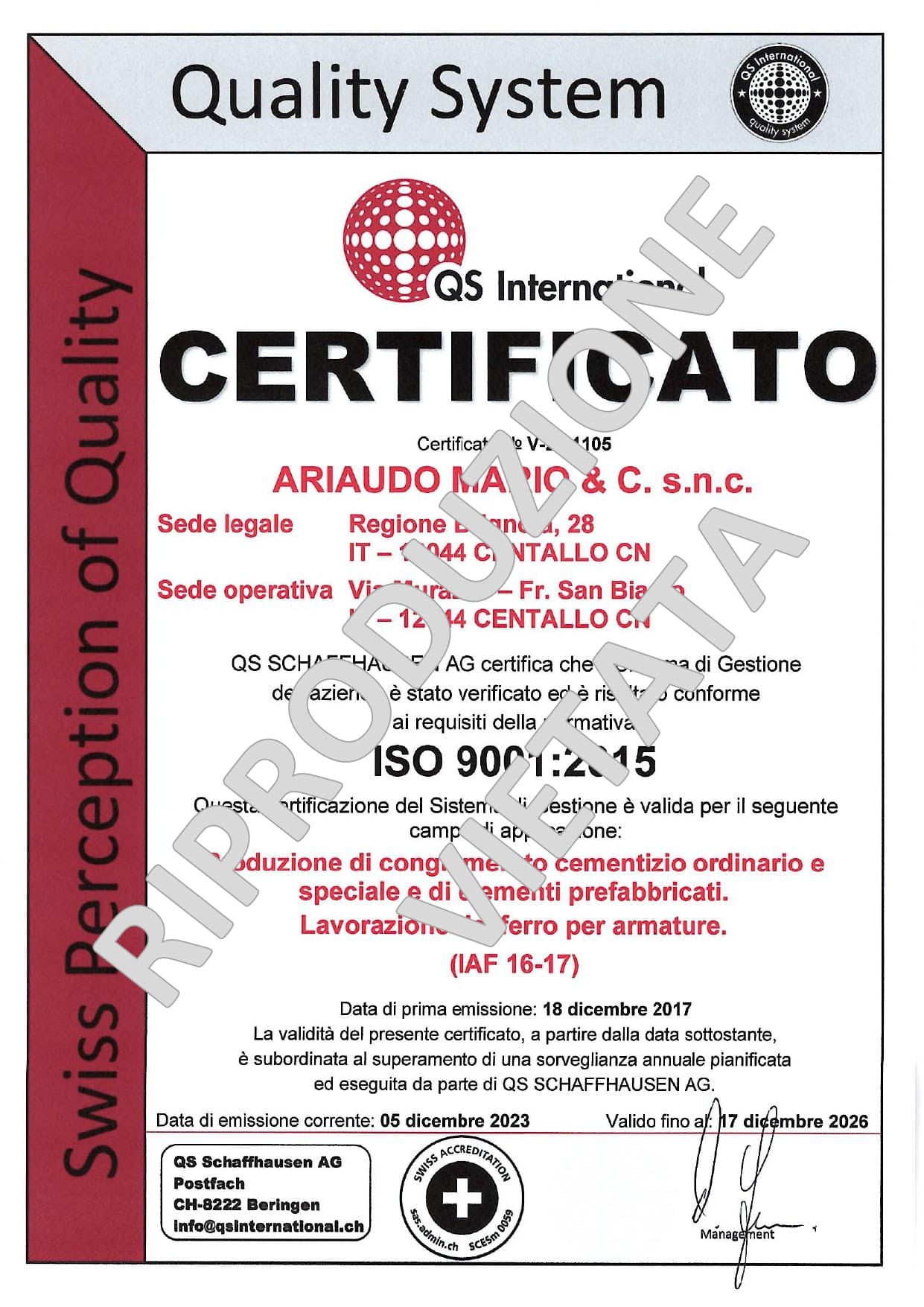Certificato ISO