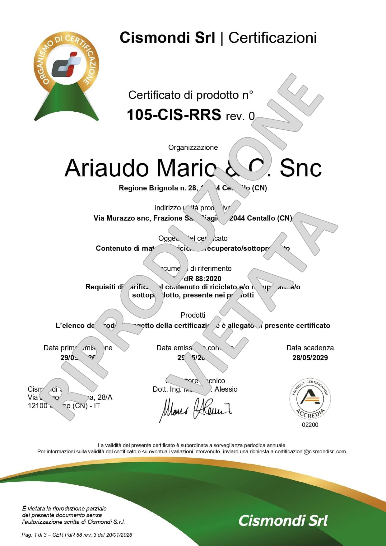 CERTIFICATO UNI/PdR 88:2020 PREF